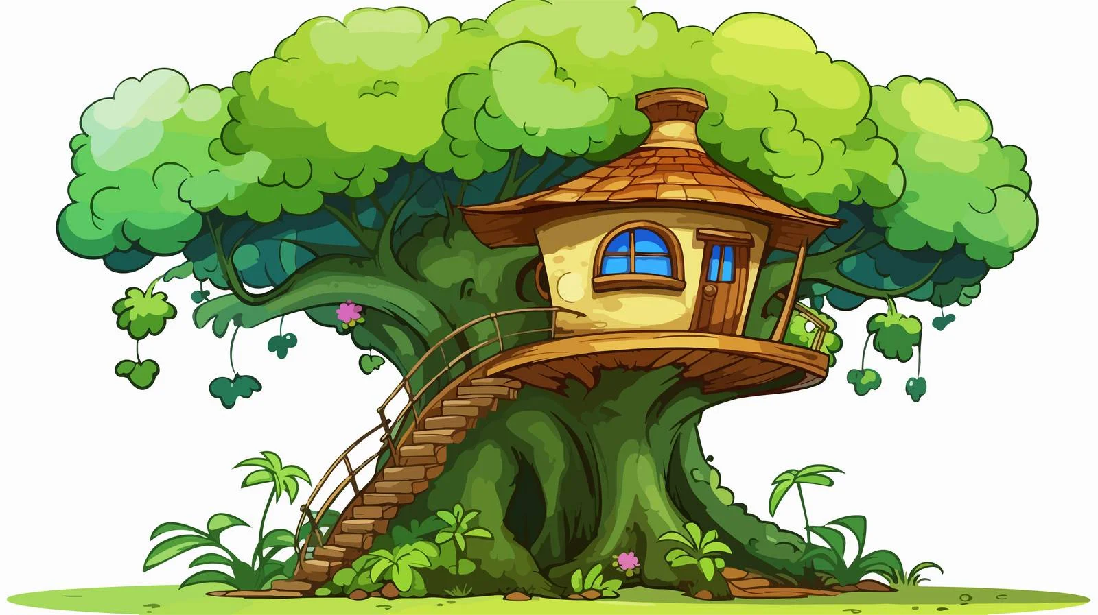 Enchanting Treehouse Jungle Cartoon Design — free download from Dotvec