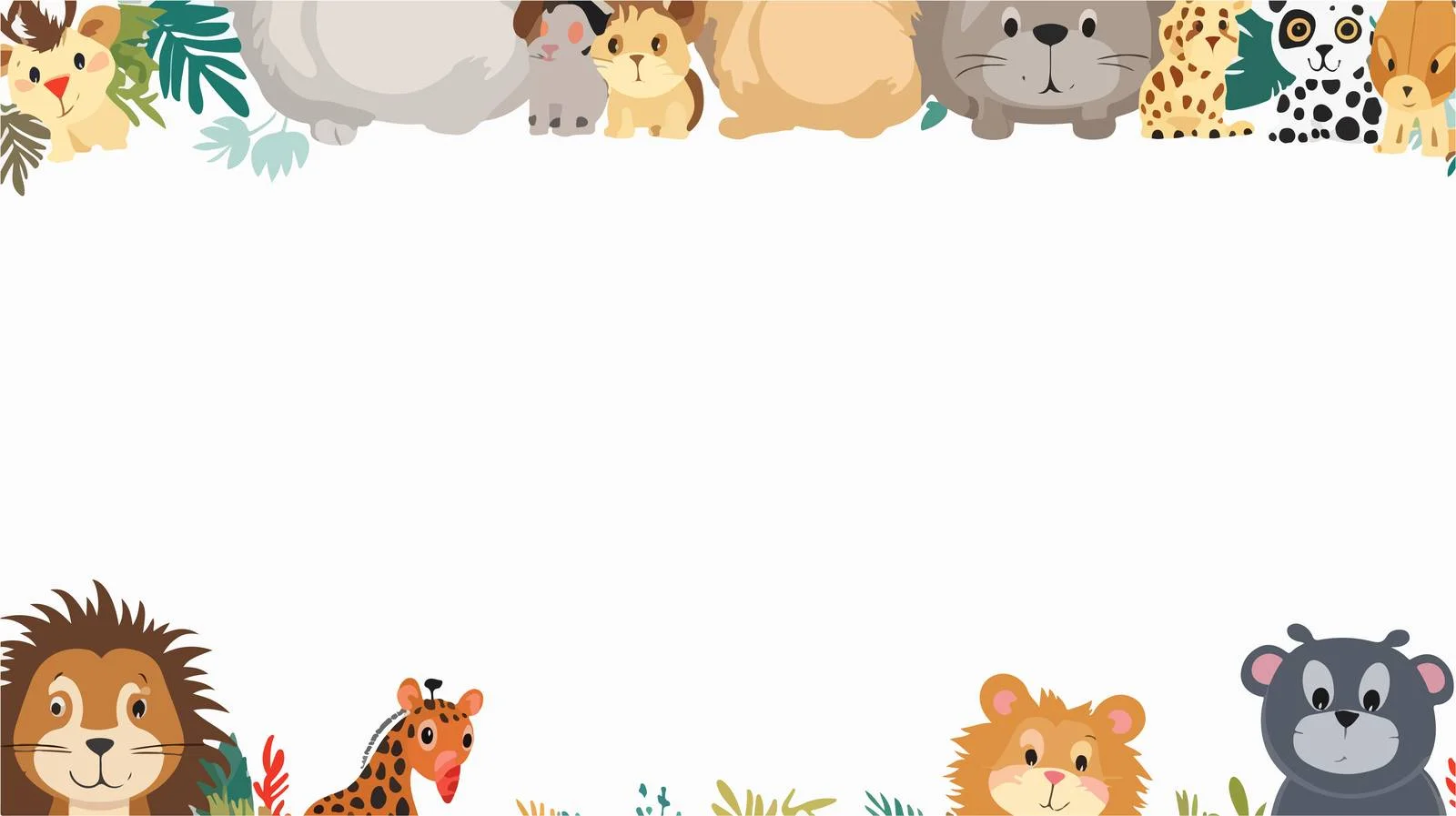 Adorable Cartoon Wild Animal Text Frame — free download from Dotvec