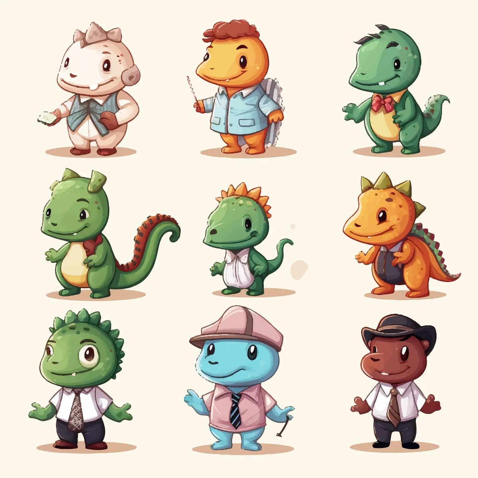 Cute Dinosaur Cartoon Character Logo Design — free download from Dotvec