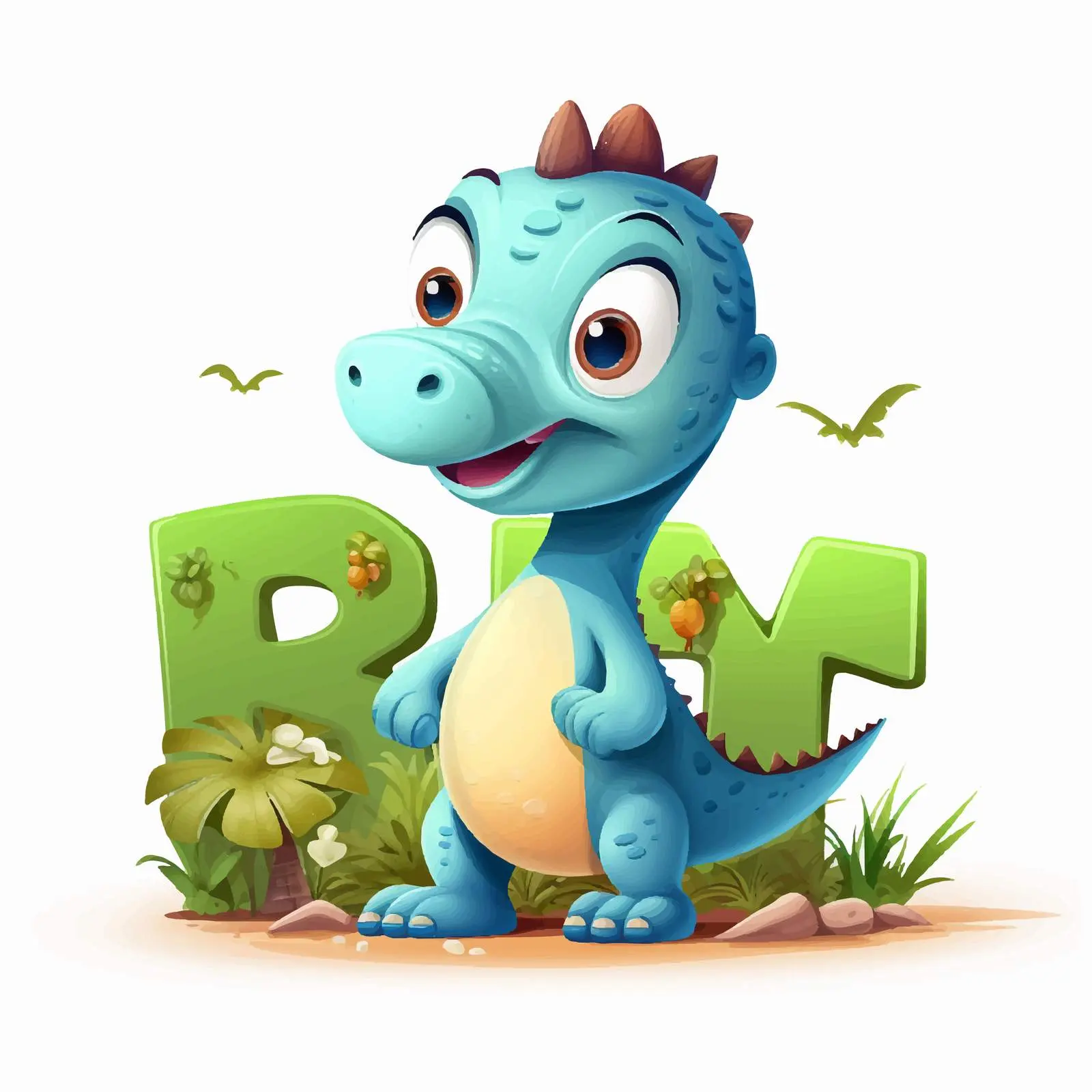 Cute Dinosaur Typography Group Illustration — free download from Dotvec