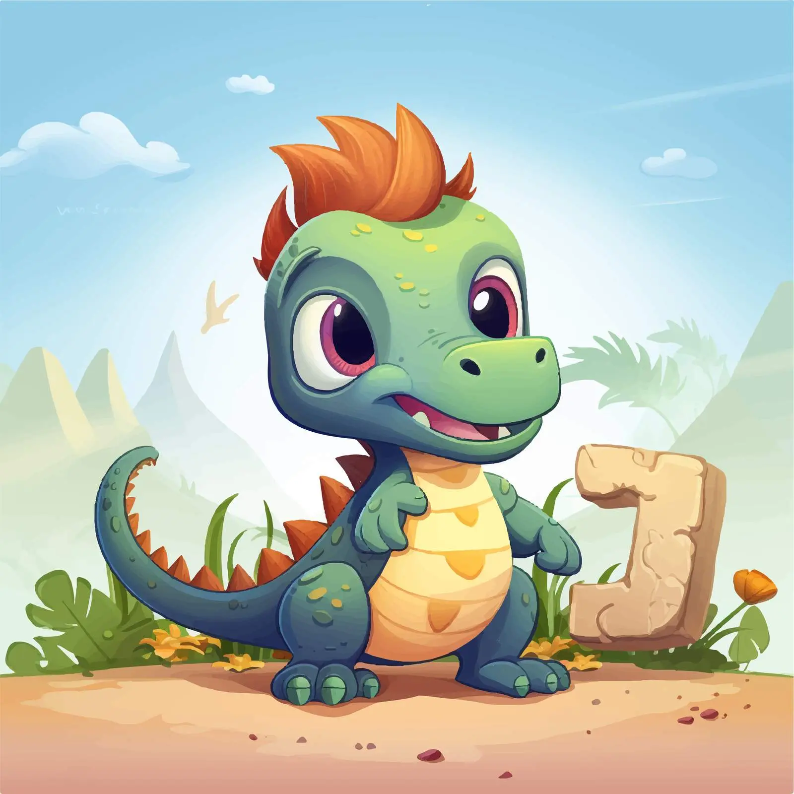Cute Dinosaur Cartoon Typography Design — free download from Dotvec