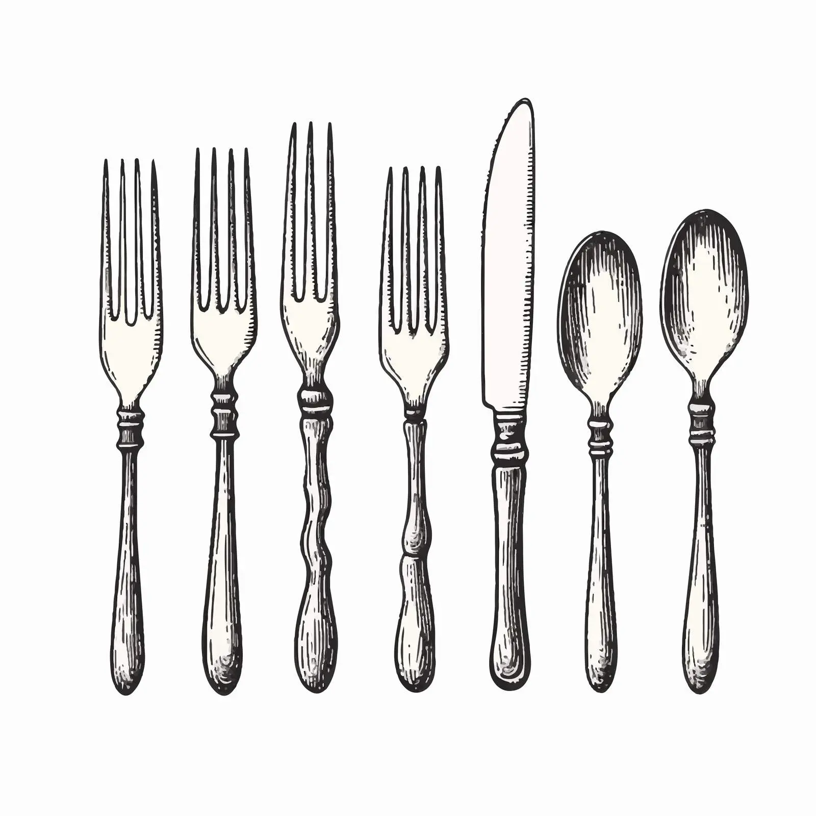 Simple Cutlery Sketch Clip Art on White Background — free download from Dotvec