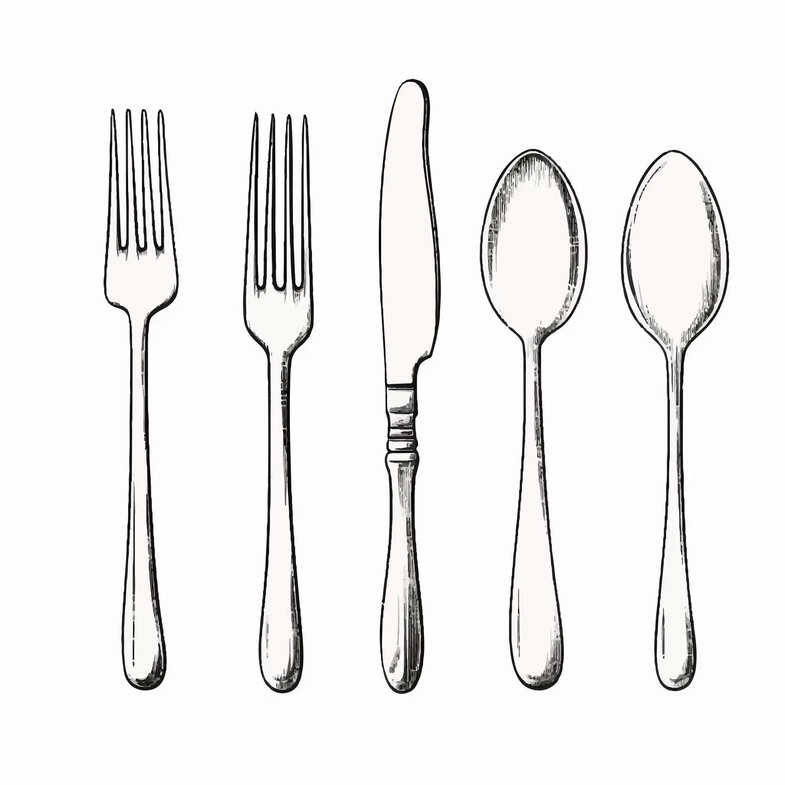 Simple Cutlery Sketch on White Background — free download from Dotvec