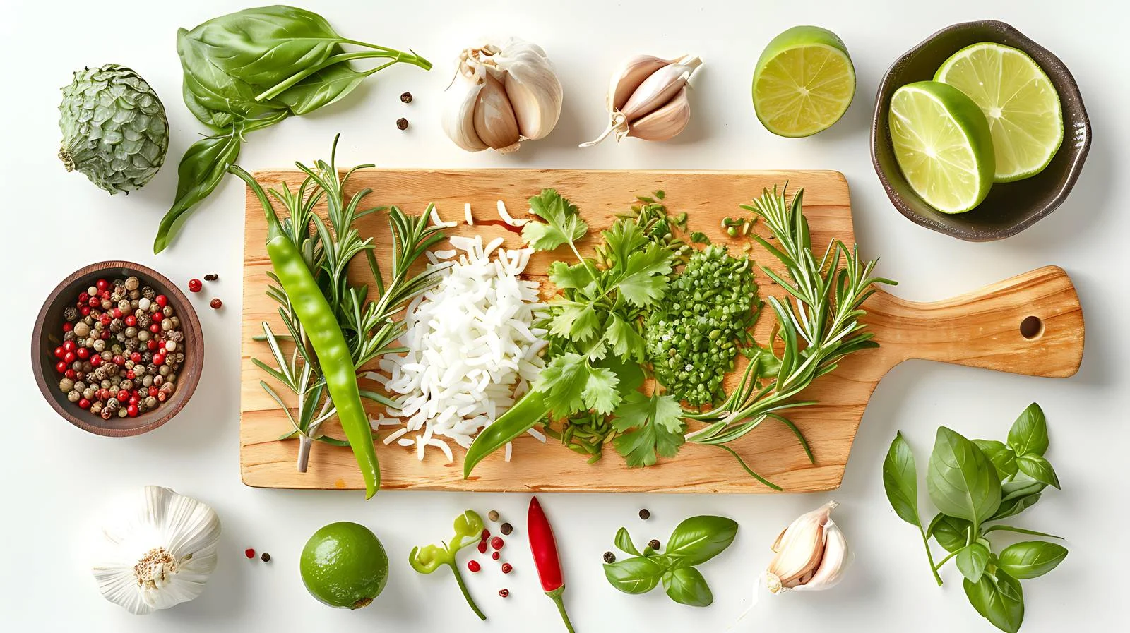 Organic Ingredients on Cutting Board for Green Salad — free download from Dotvec