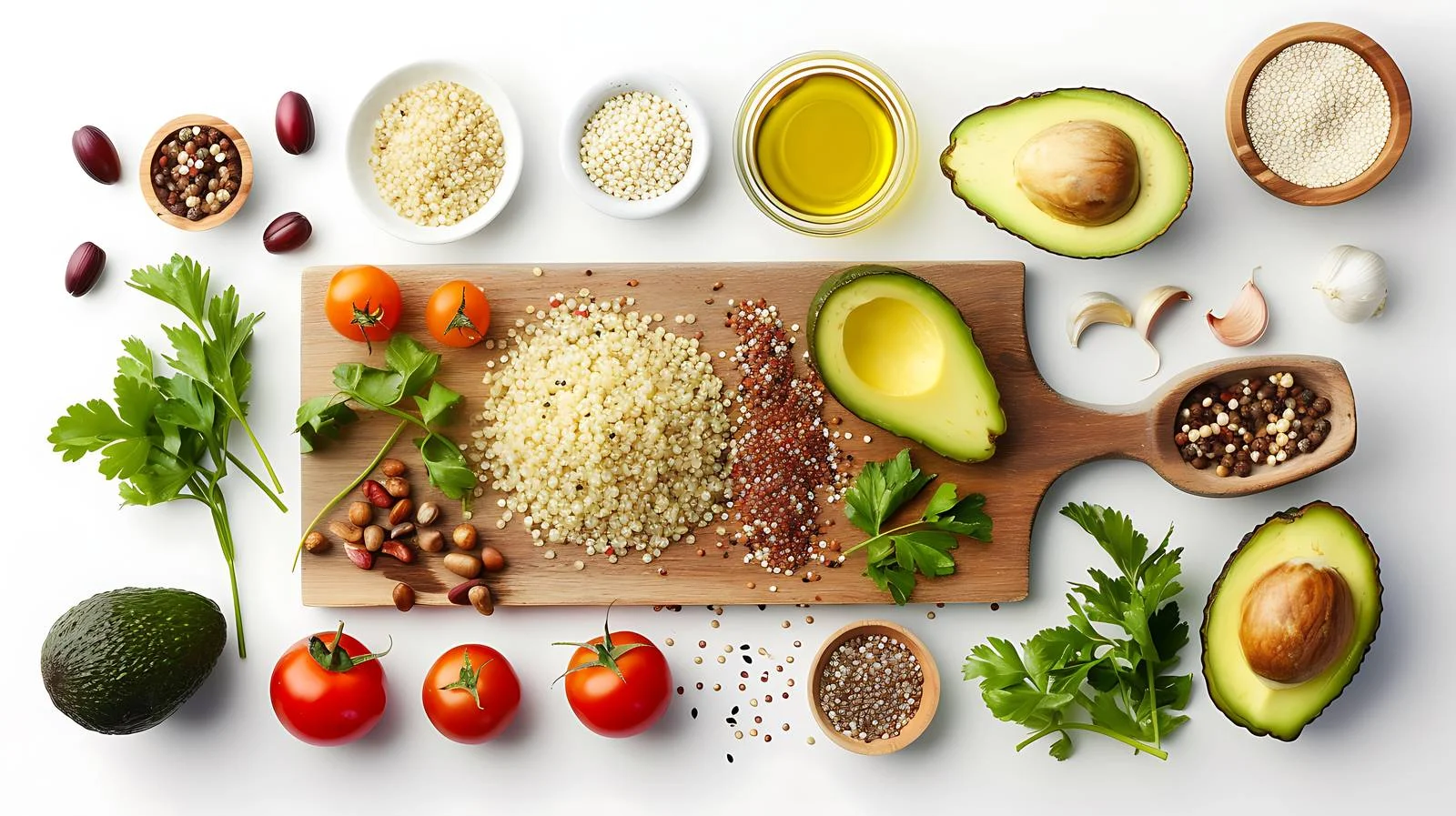 Fresh ingredients on cutting board for healthy meal — free download from Dotvec