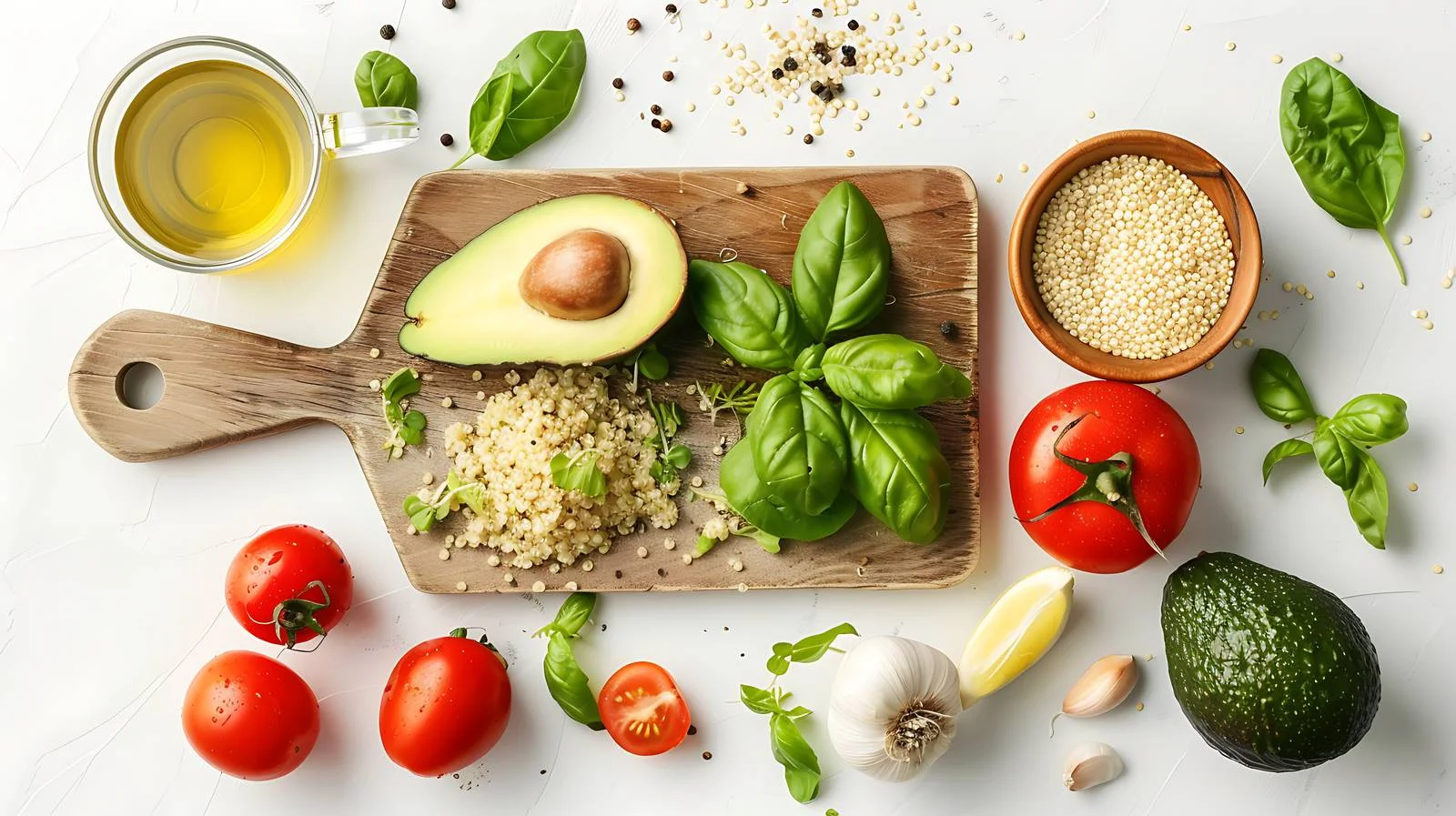 Fresh Ingredients on Cutting Board for Healthy Meal — free download from Dotvec