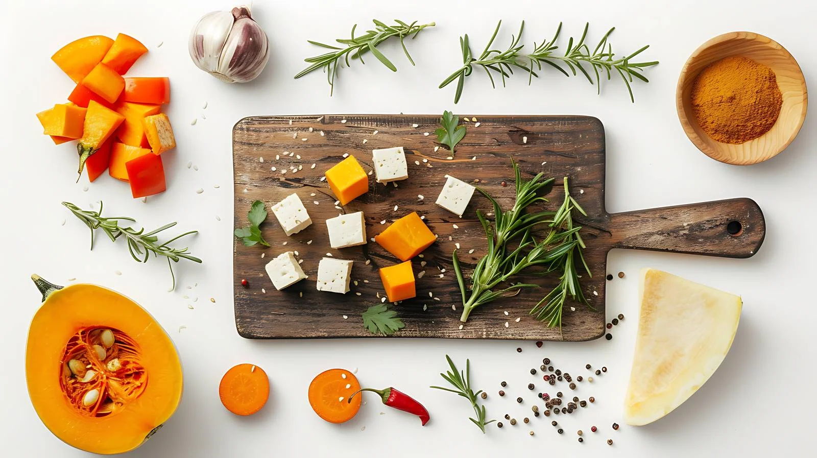 Fresh ingredients on cutting board for pumpkin — free download from Dotvec