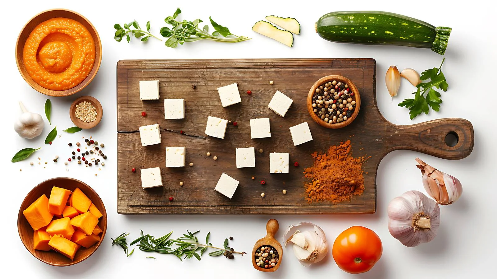 Fresh pumpkin preparation on cutting board — free download from Dotvec