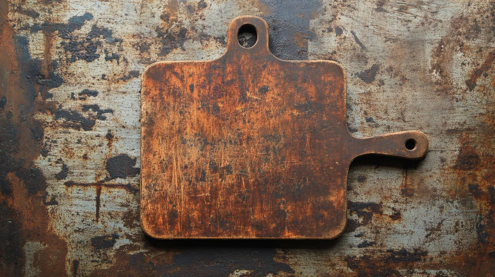 Rustic Cutting Board on Metal Surface — free download from Dotvec