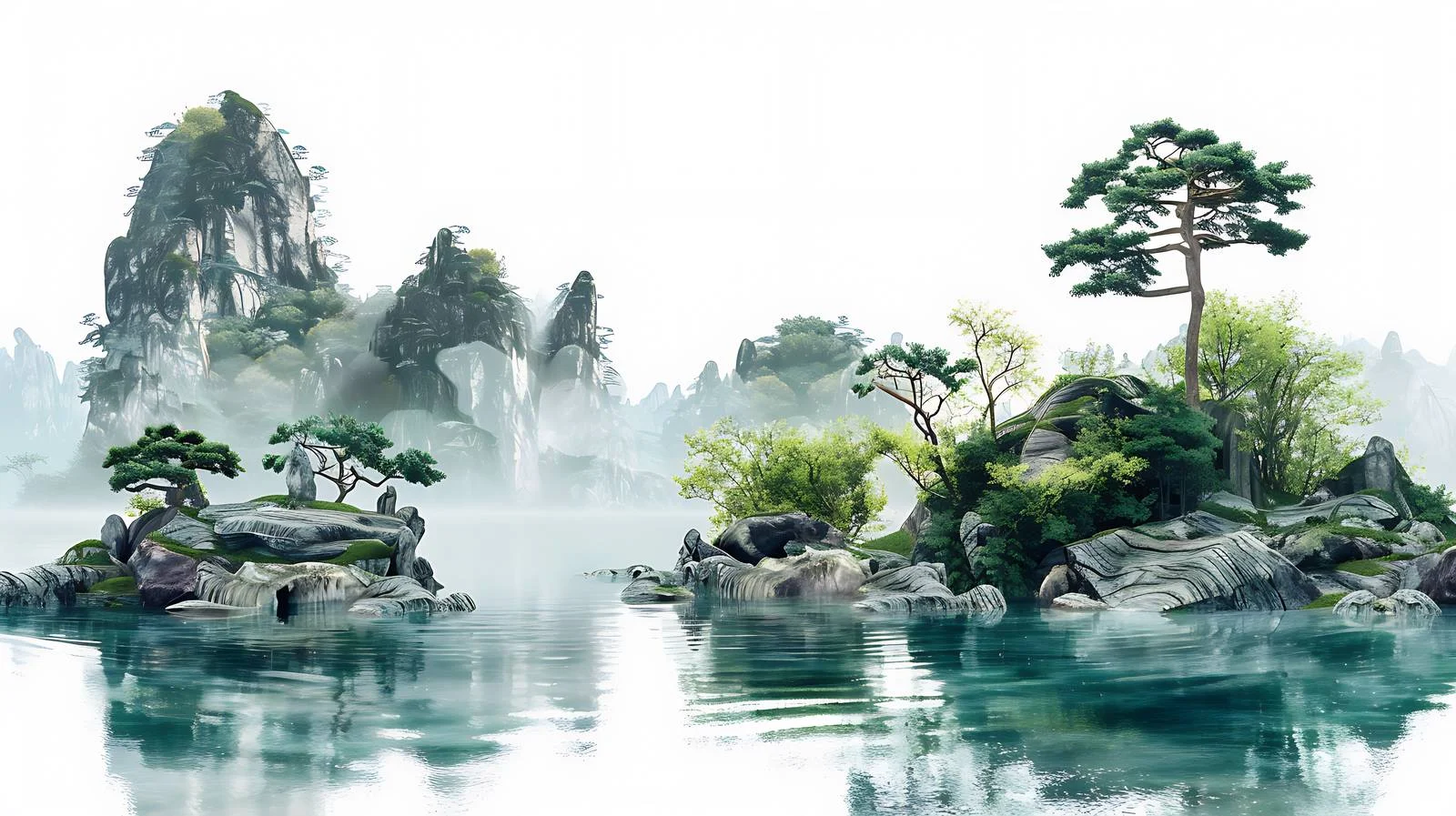 Tranquil Dachaidan Jade Lake White Background — free download from Dotvec