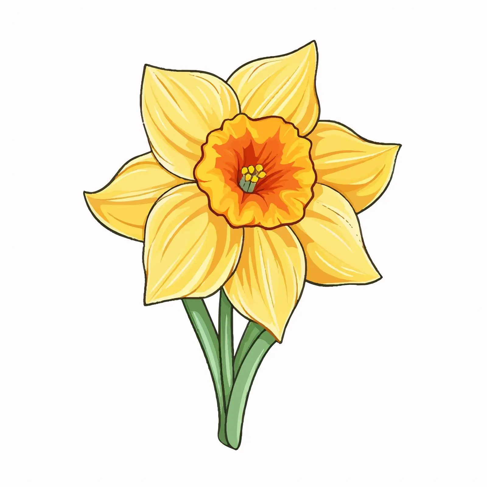 Daffodil Flower Line Vector Illustration — free download from Dotvec
