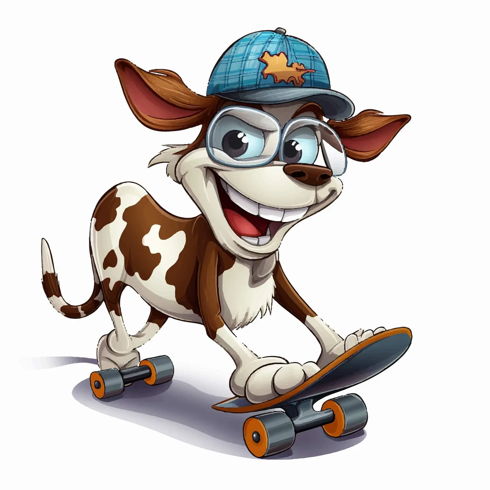Cartoon Dairy Cow Skateboarding Illustration — free download from Dotvec