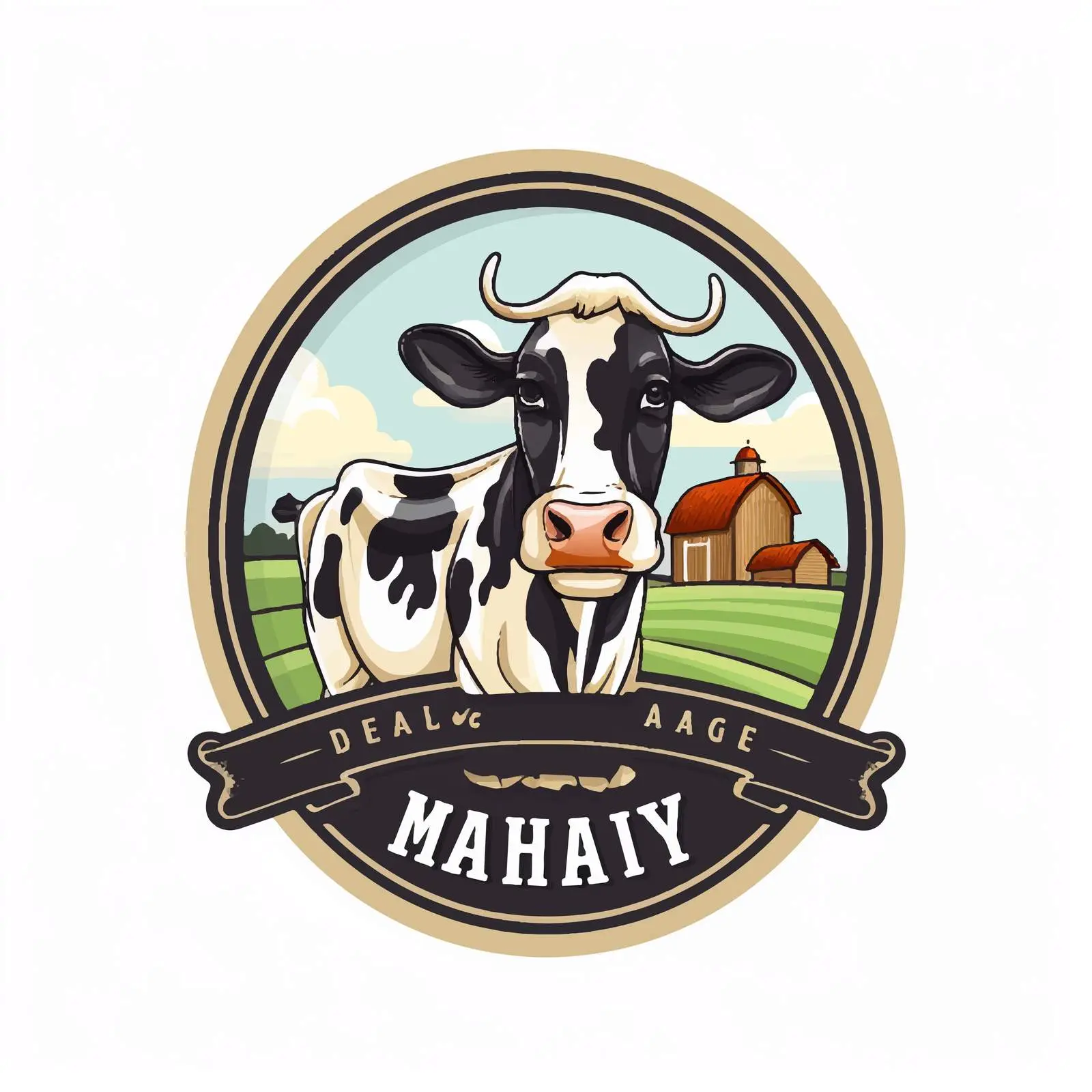 Dairy Farm Logo with Cartoon Cow Illustration – free dairy farm image from Dotvec