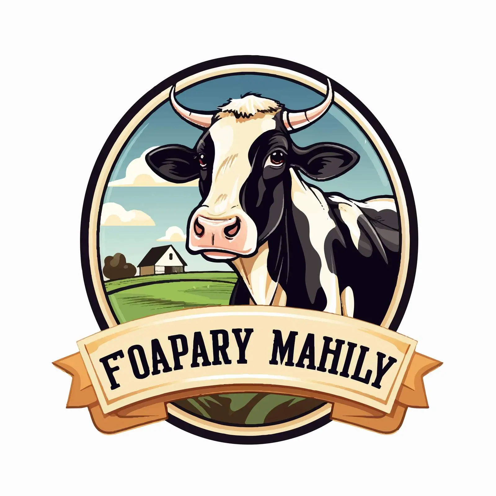Dairy Farm Logo with Cartoon Cow Illustration — free download from Dotvec