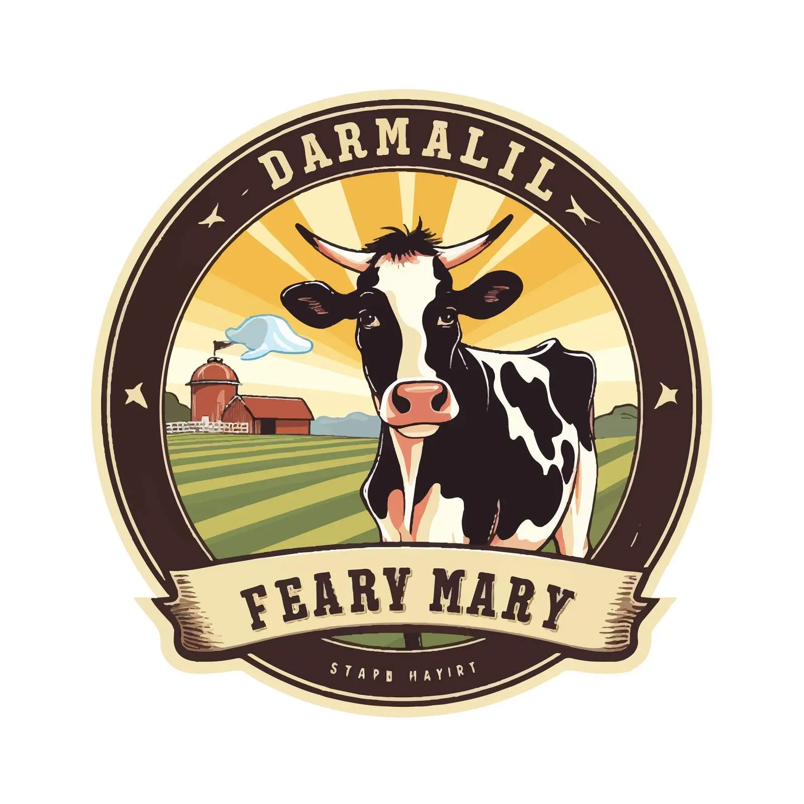 Dairy Farm Logo with Cartoon Cow Illustration — free download from Dotvec