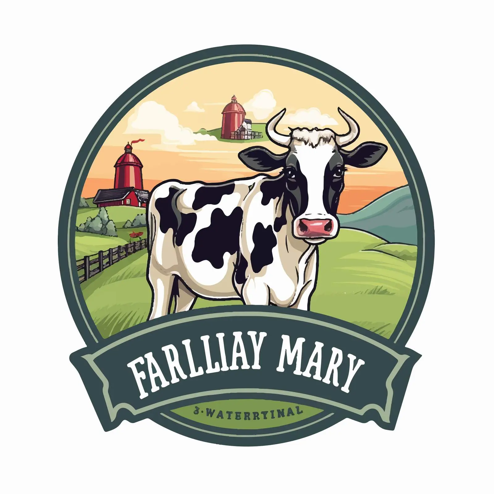 Dairy Farm Label Logo with Cartoon Cow – free dairy farm image from Dotvec