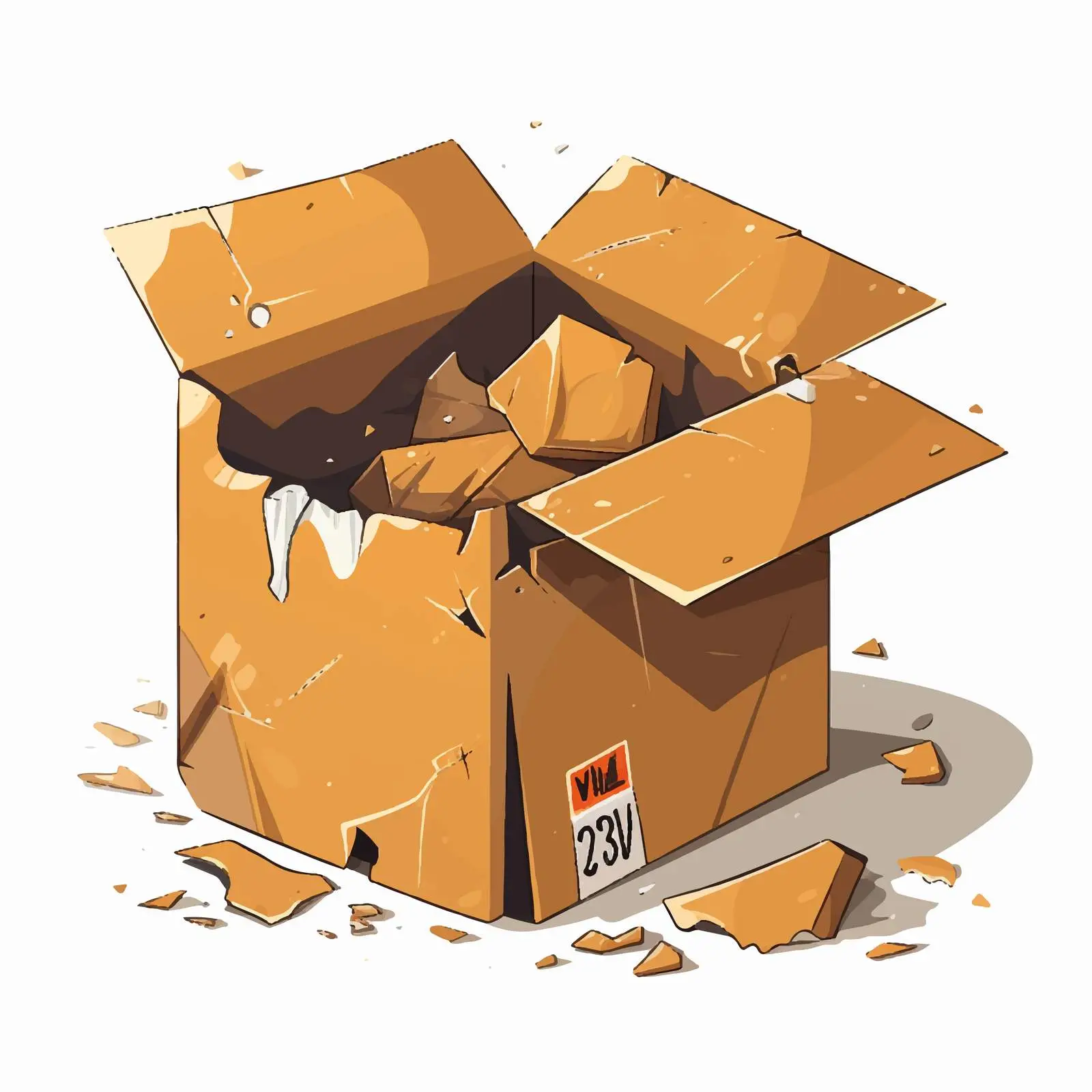 Damaged Torn Cardboard Delivery Parcel Vector — free download from Dotvec