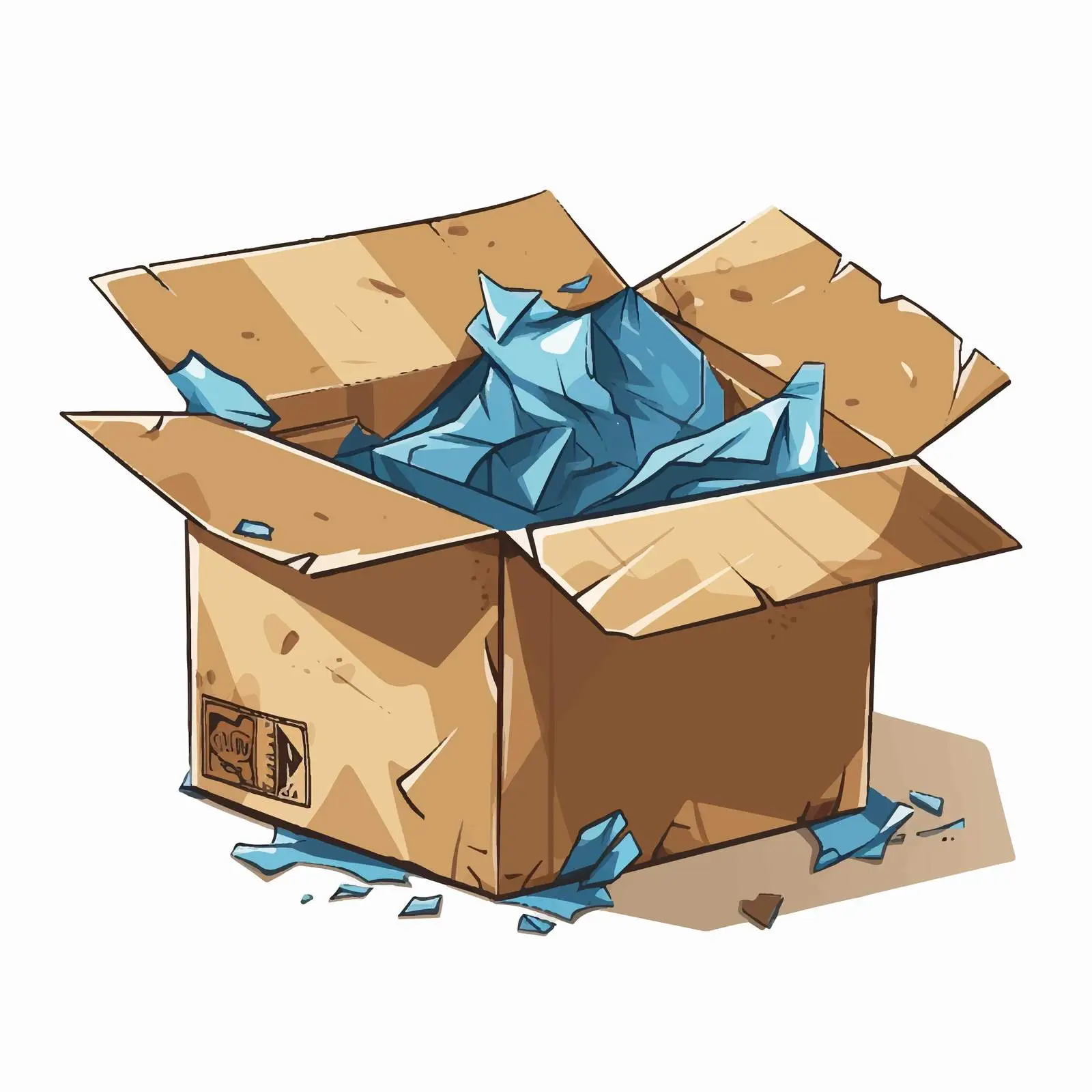 Damaged Torn Box Delivery Parcel Illustration — free download from Dotvec