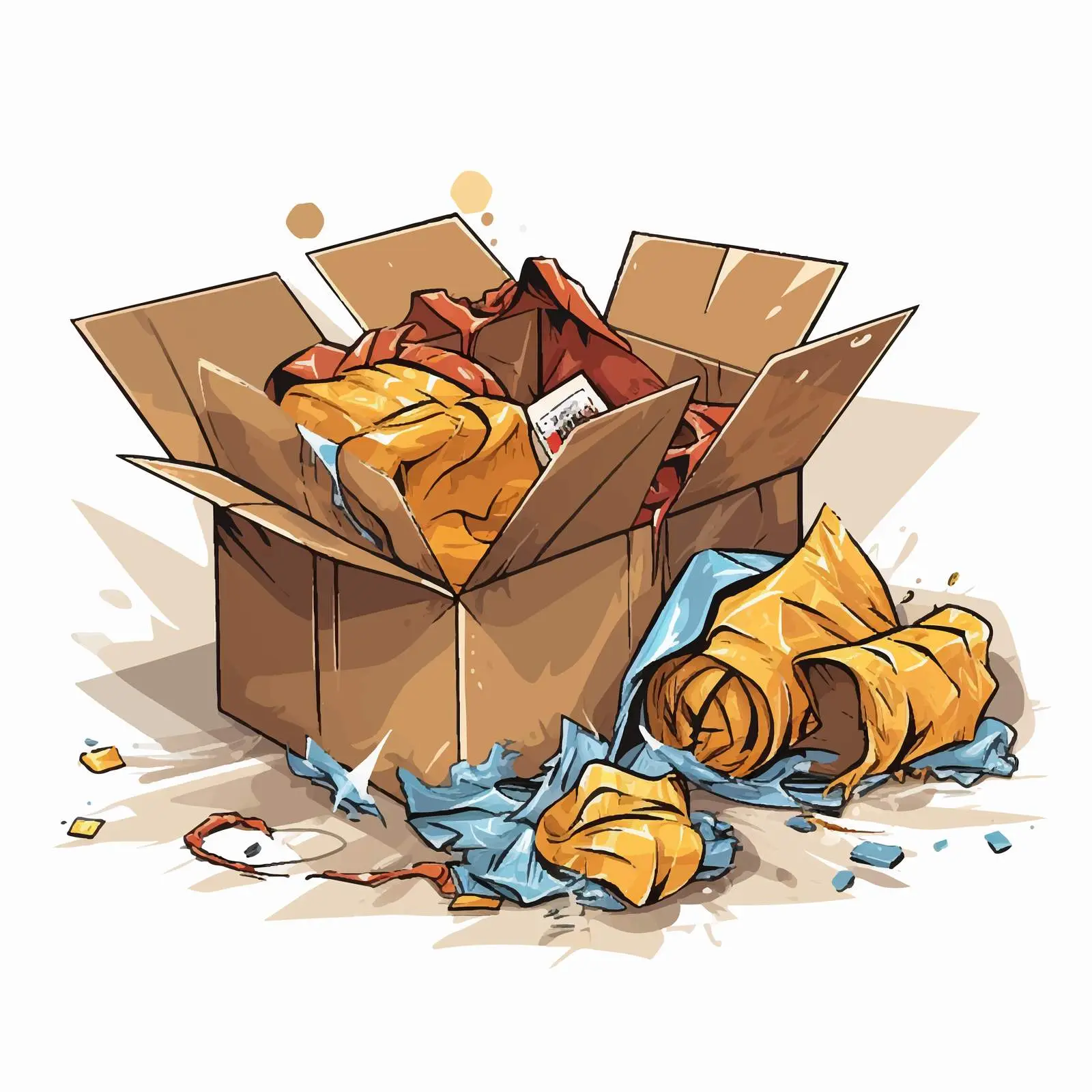 Damaged Torn Cardboard Parcel Vector Illustration – free mashed image from Dotvec