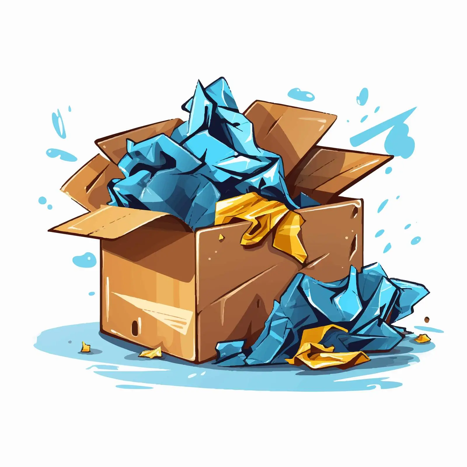 Damaged Torn Parcel with Creased Cardboard Box – free mashed image from Dotvec