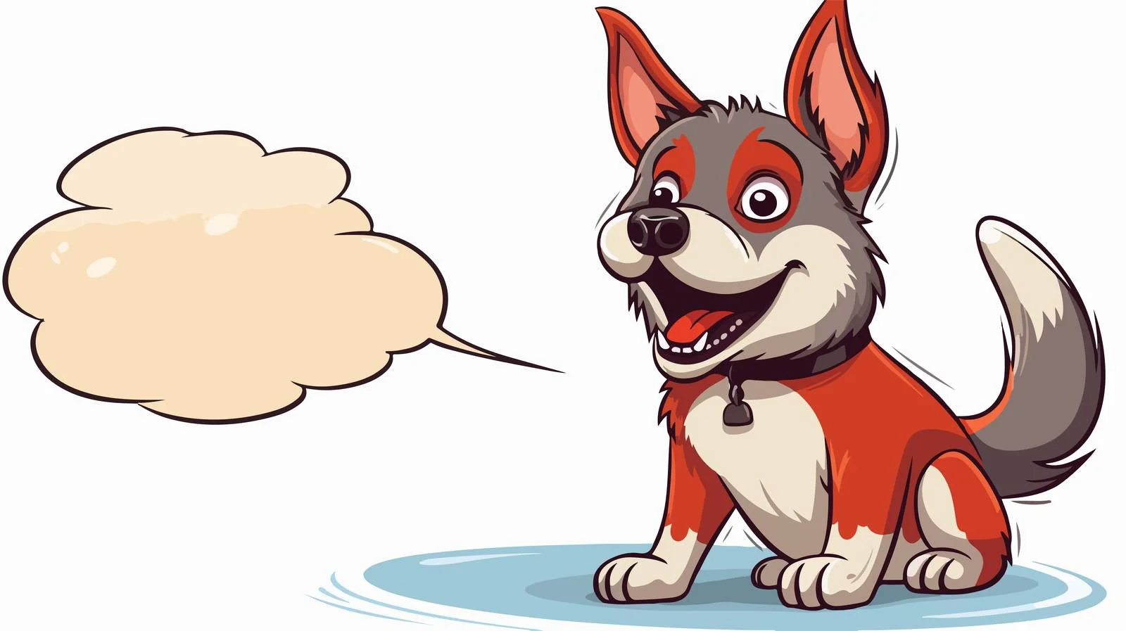 Whimsical Dancing Dog Illustration with Speech Bubble — free download from Dotvec