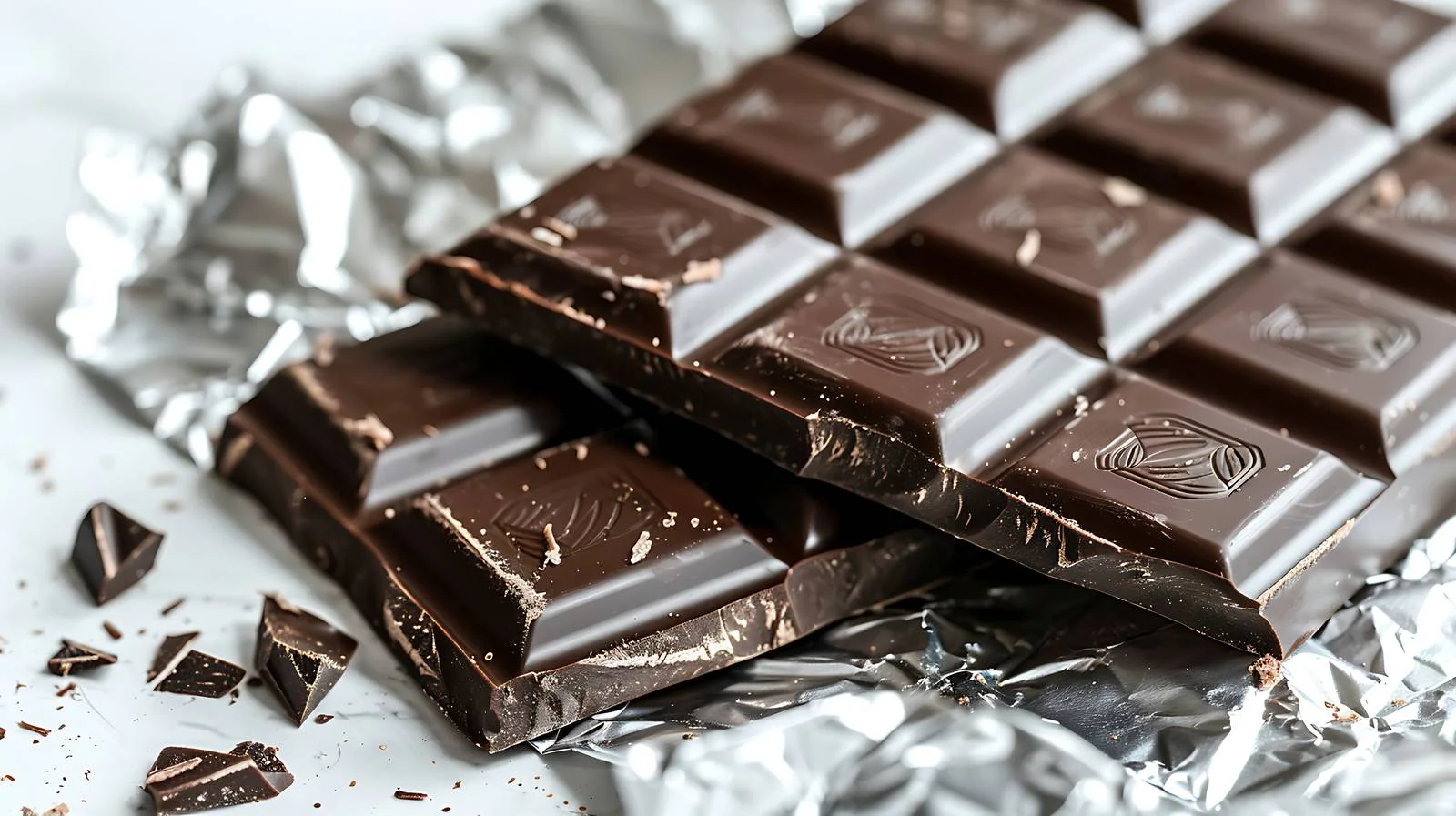 Divided Dark Chocolate Bar on Foil — free download from Dotvec