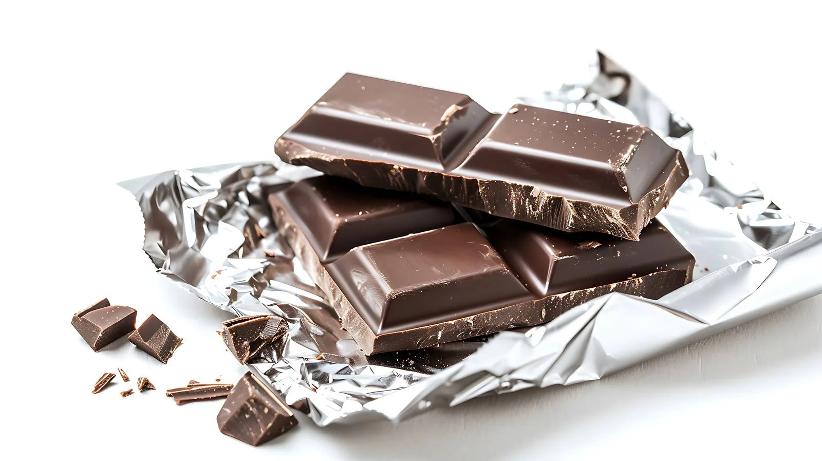 Dark Chocolate Bar Split on Foil – free split image from Dotvec
