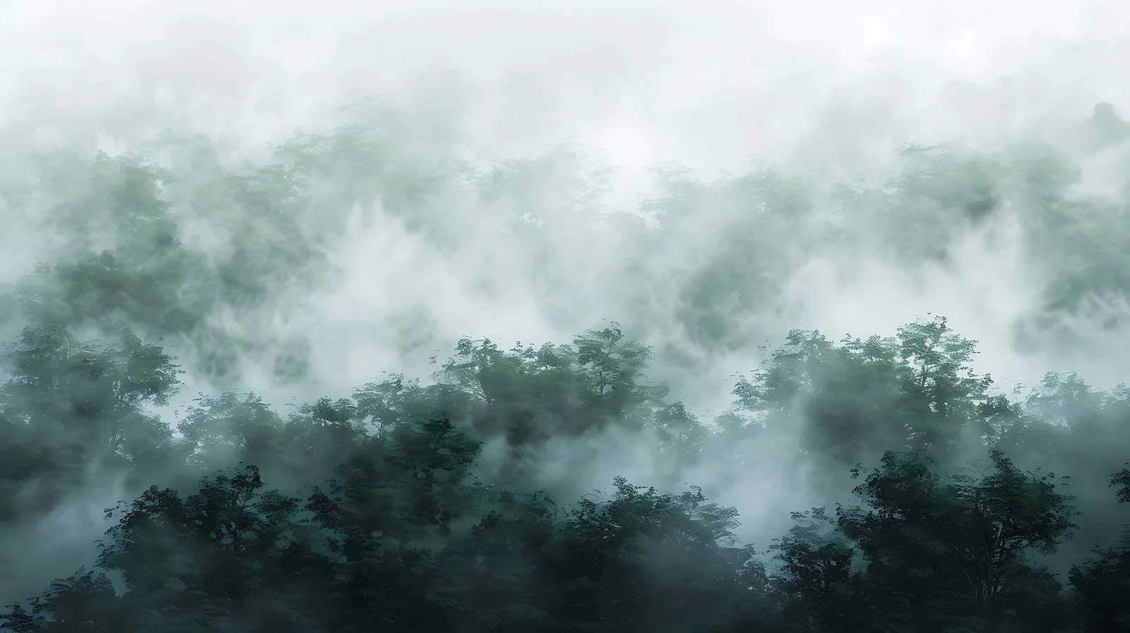 Misty Forest Enveloped in Fog on White — free download from Dotvec