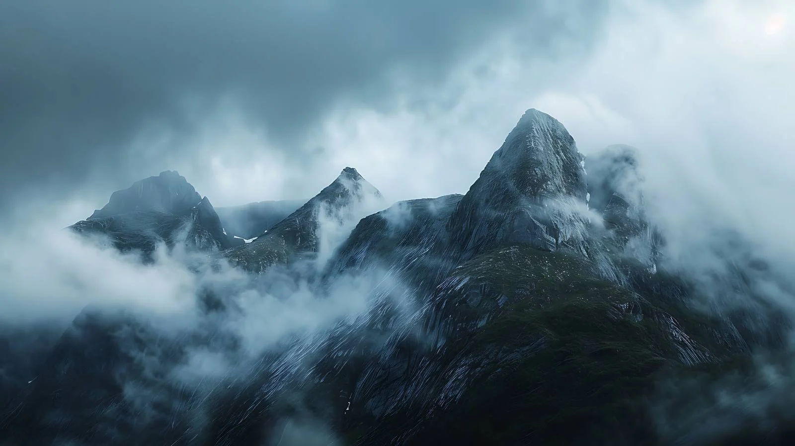 Majestic Norwegian Mountains Hidden in Darkness — free download from Dotvec
