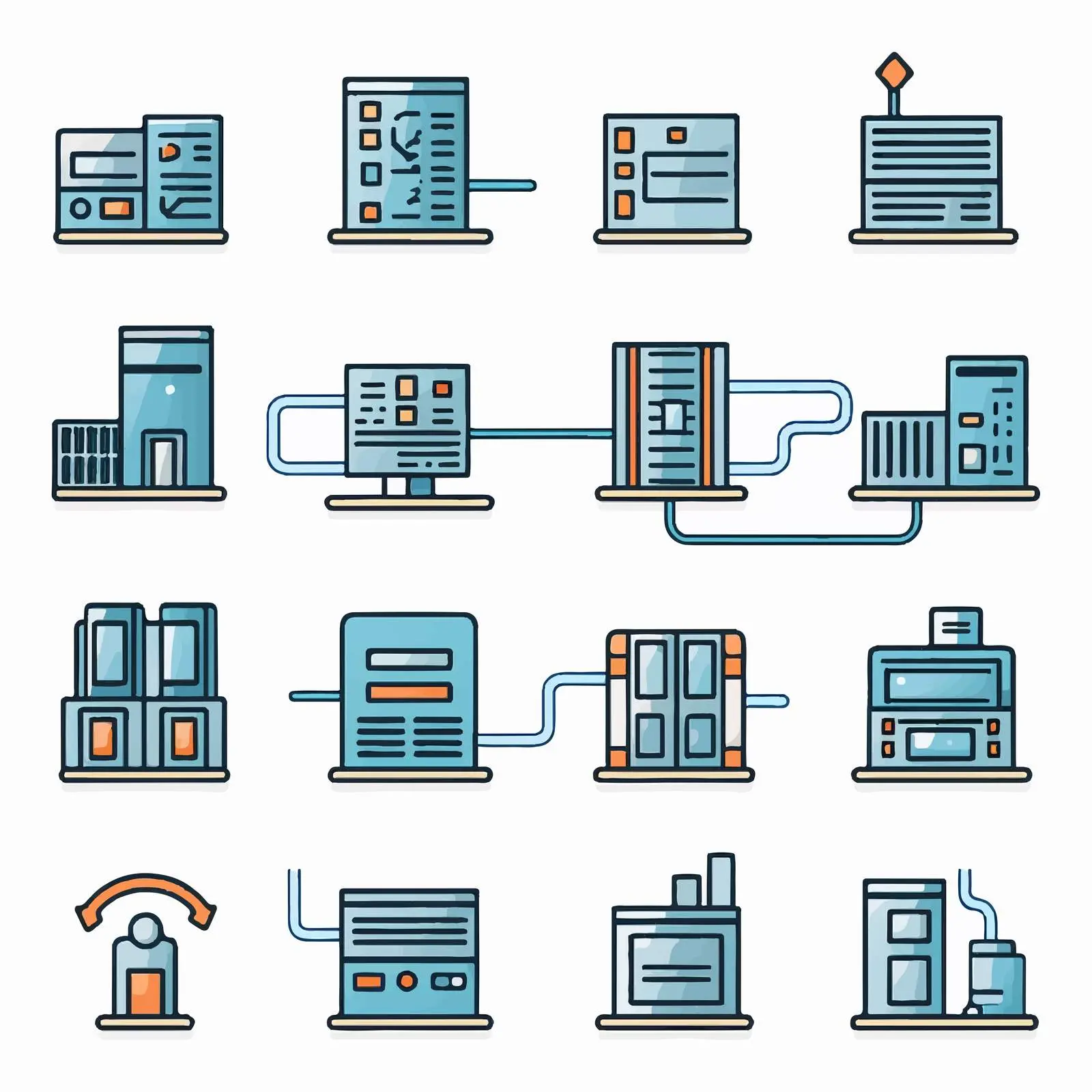 Data Center Flat Line Icons Vector Illustration — free download from Dotvec