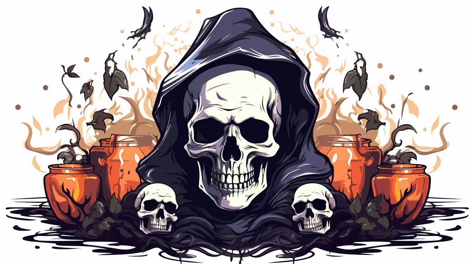 Skull Cartoon Black Magic Ceremony — free download from Dotvec