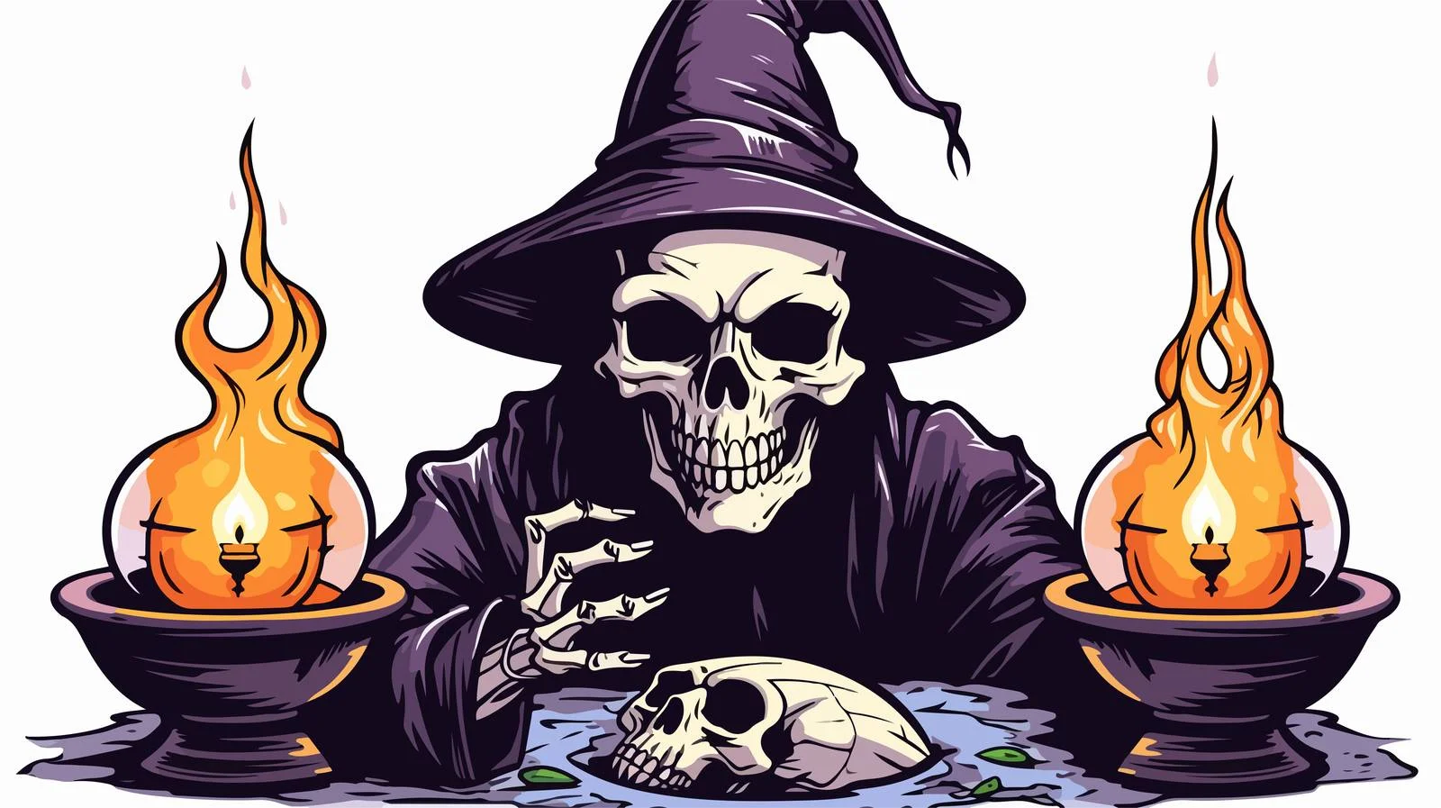 Cartoon Skull Black Magic Ritual — free download from Dotvec