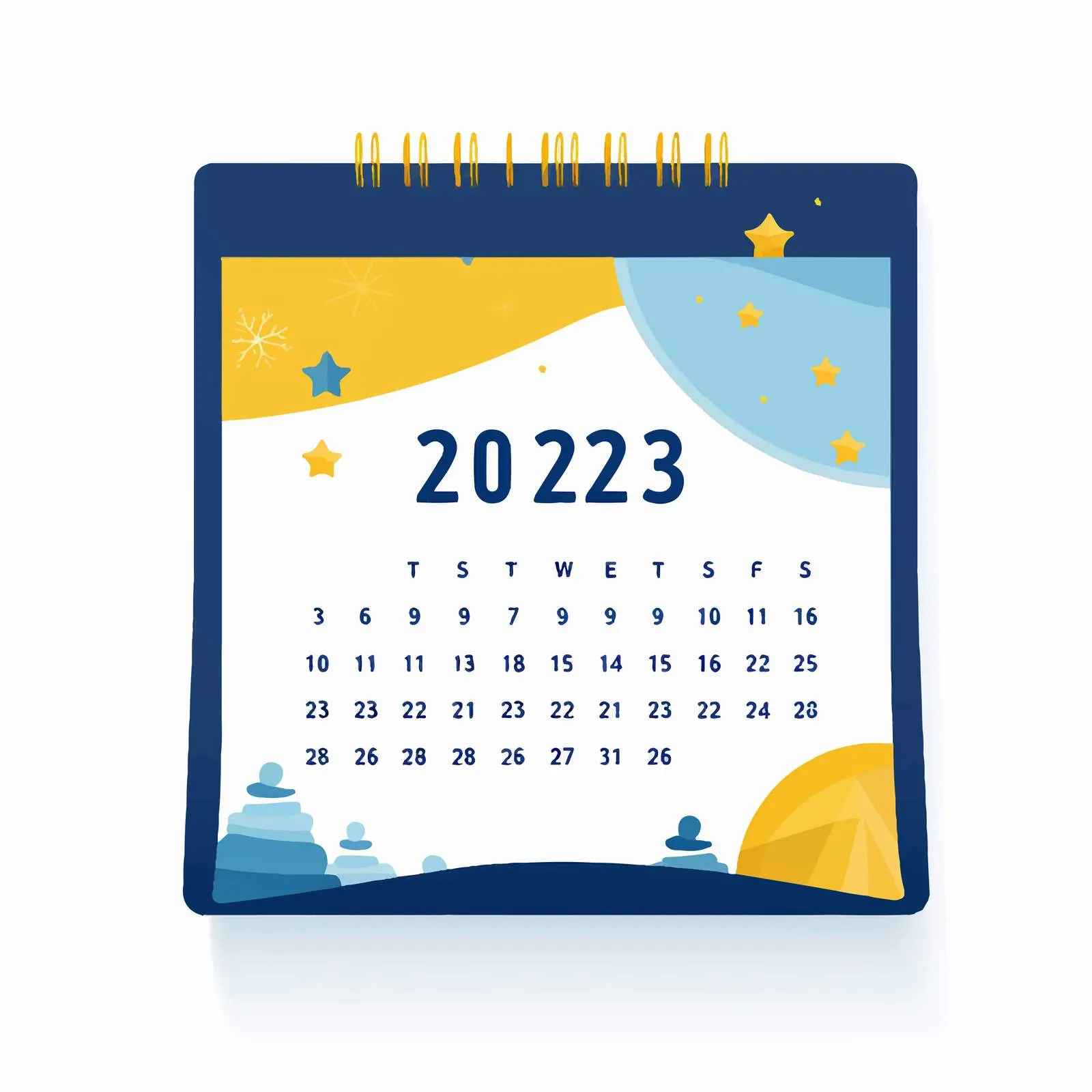 December Month Blue and Yellow Stationery Poster — free download from Dotvec