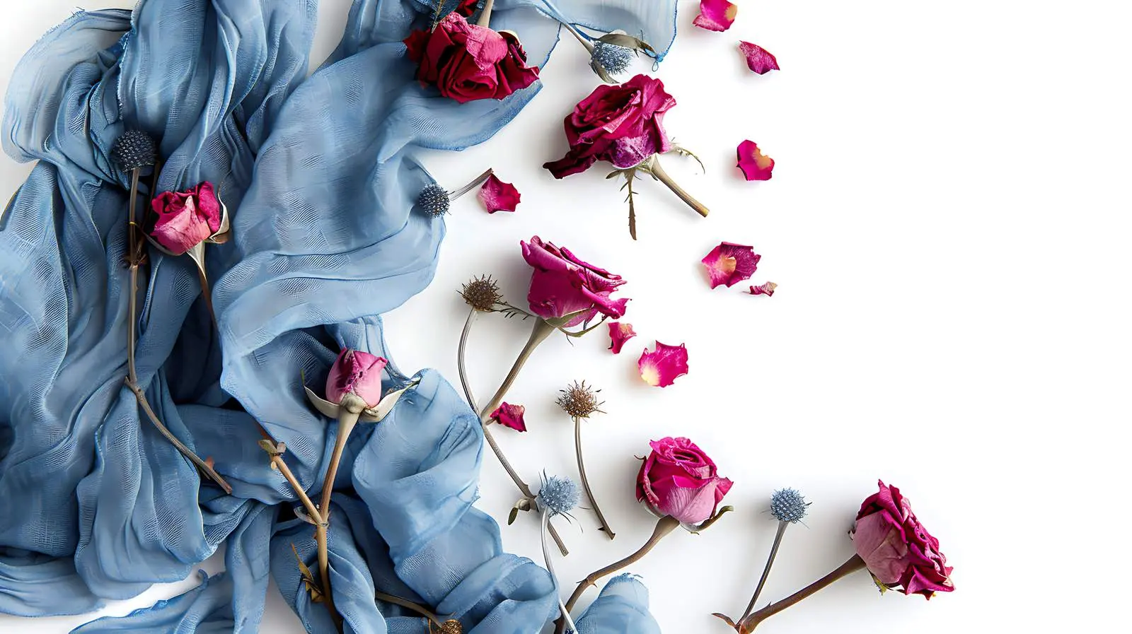 Decorative Arrangement of Red Roses and Pink Petals – free boho decor image from Dotvec