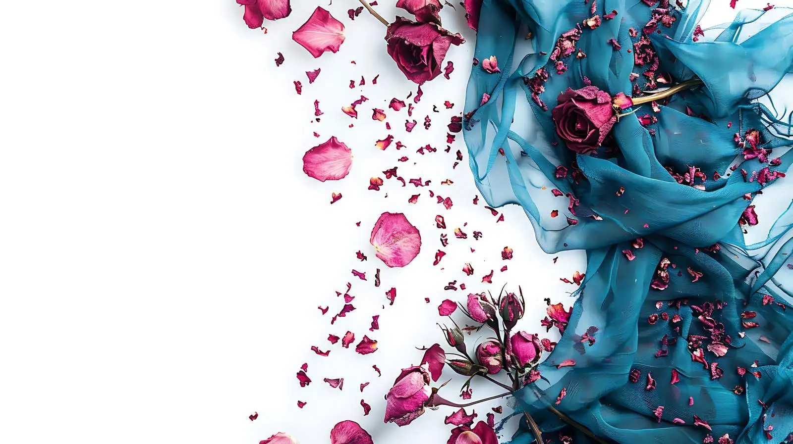 Elegantly Arranged Dry Red Roses and Pink Petals – free flower composition image from Dotvec