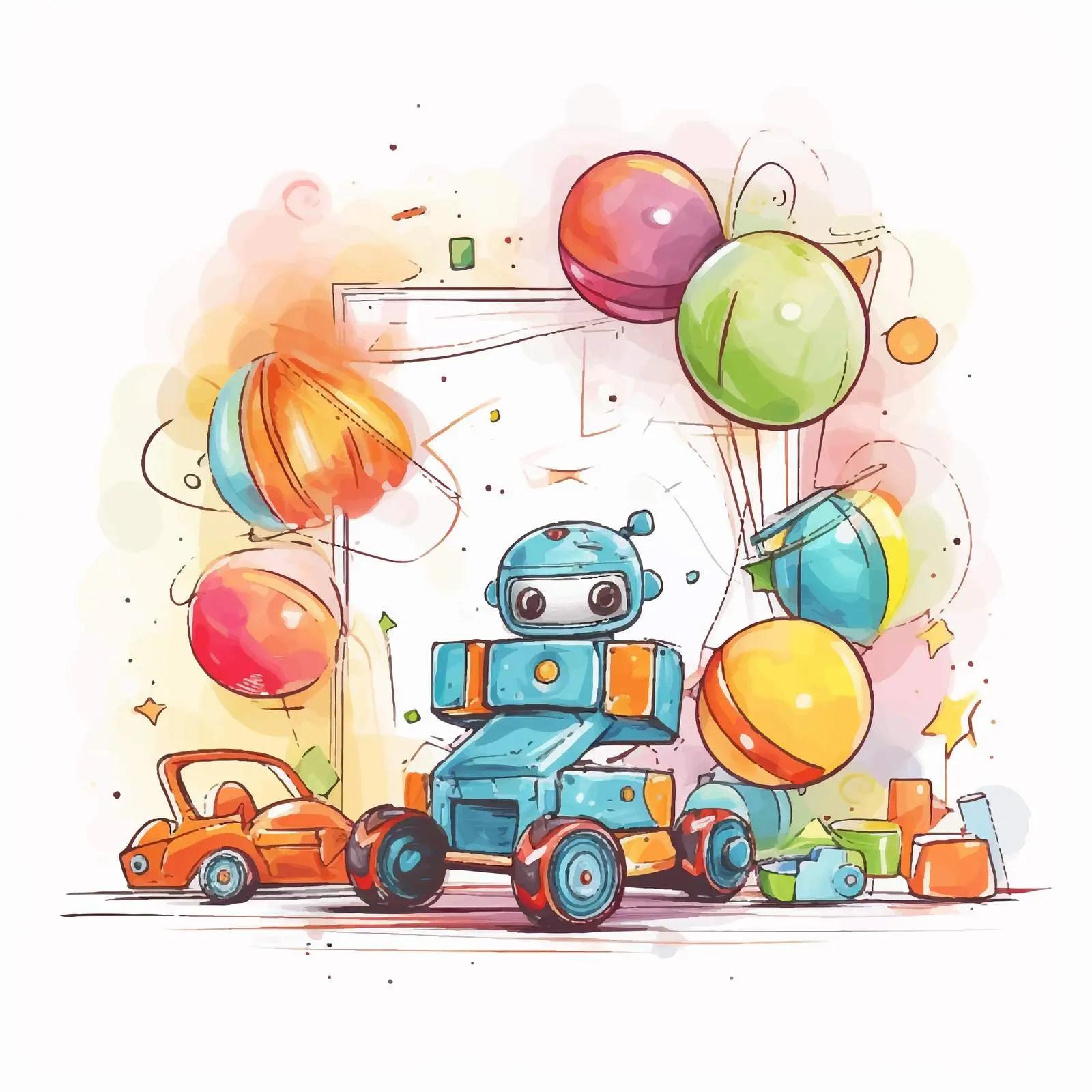 Watercolor Illustration of Decorations and Toys — free download from Dotvec