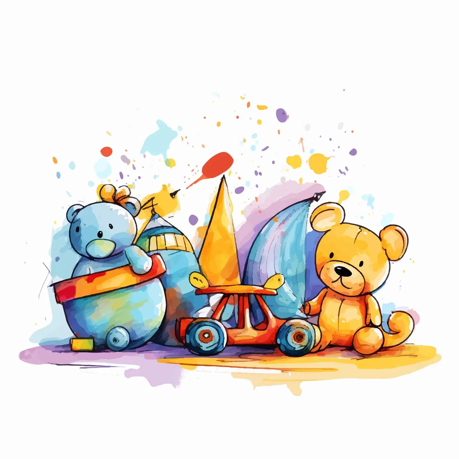 One Line Illustrations of Decorations and Toys – free hand draw image from Dotvec