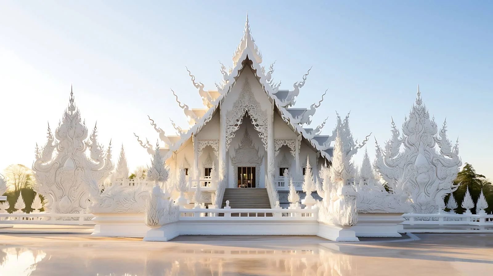 White Temple Decorations at Sunrise Glow — free download from Dotvec
