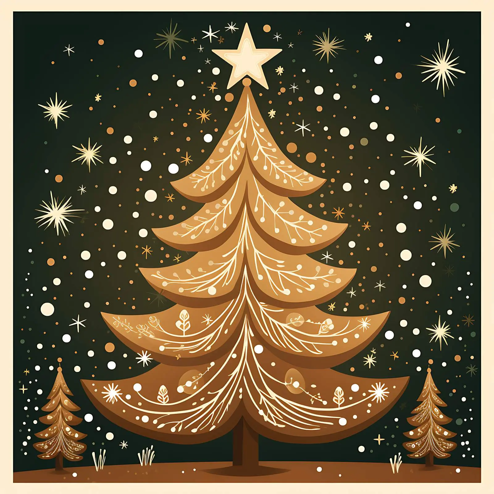 Boho Christmas Tree Postcard Decorations — free download from Dotvec