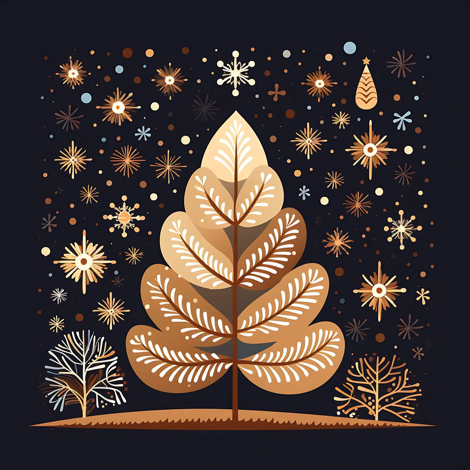 Boho Christmas Tree Postcard Decoration – free seasonal art image from Dotvec