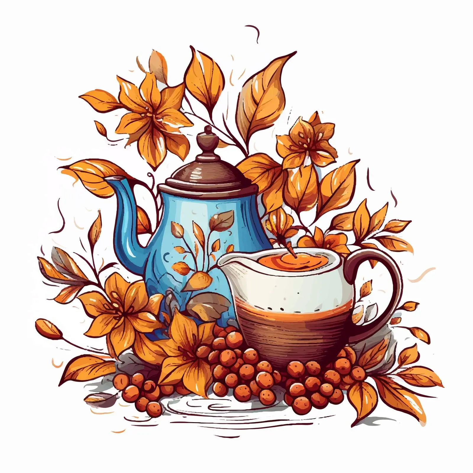 Elegant Coffee Pot Composition with Natural Elements — free download from Dotvec