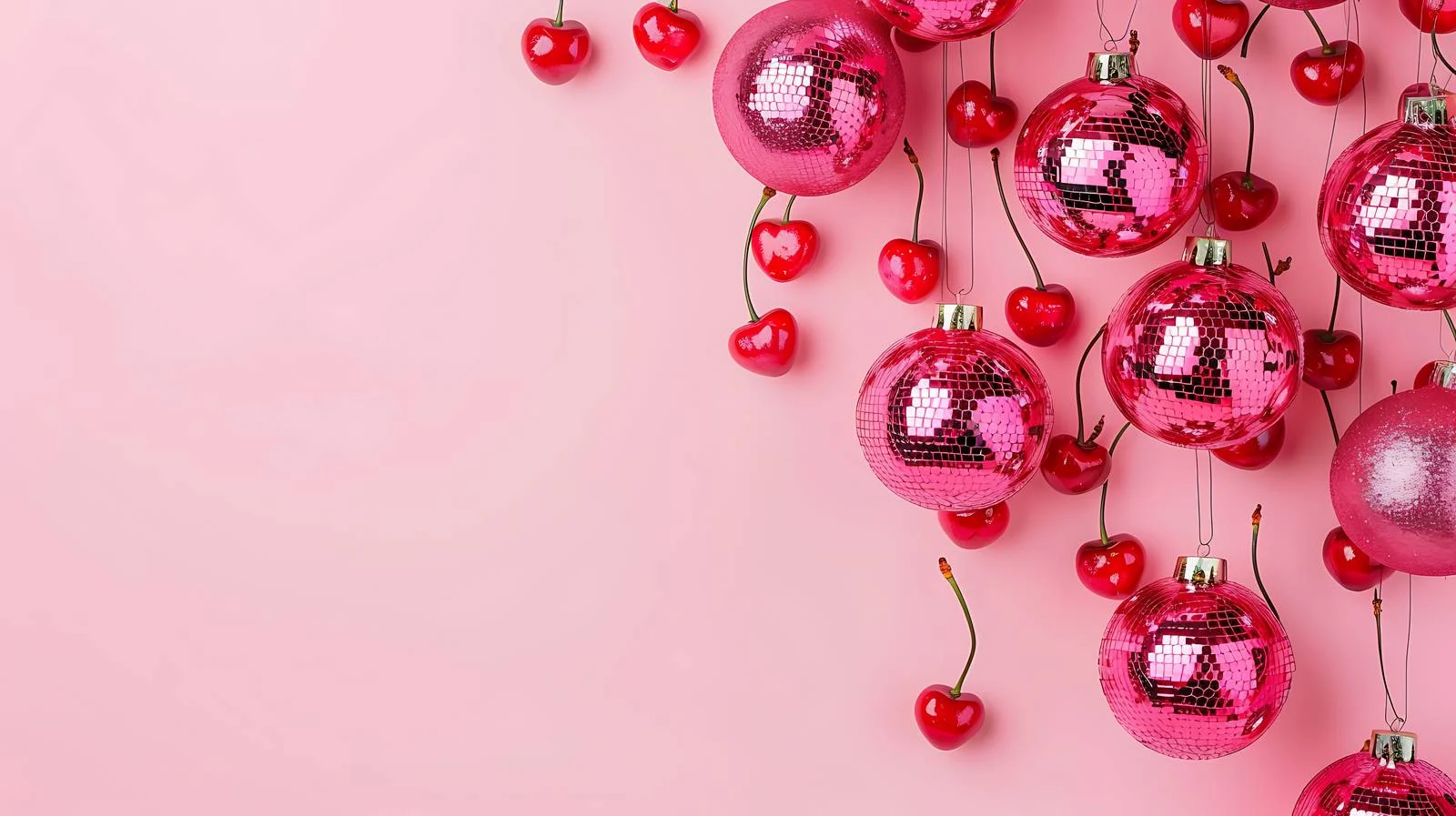 Cherries and Disco Balls Decoration — free download from Dotvec