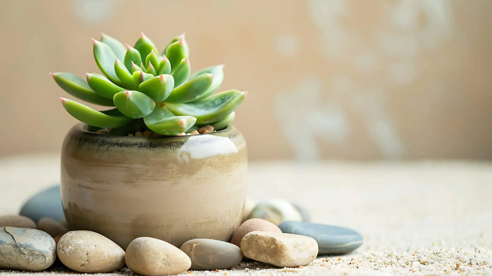 Home Plant in Flowerpot on Stones – free zen image from Dotvec