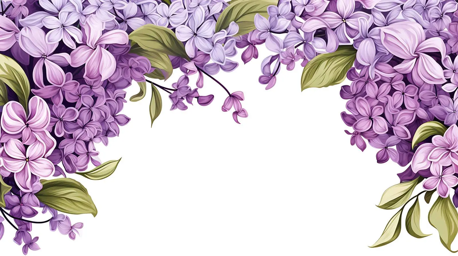 Lilac Floral Frame on White Background — free download from Dotvec
