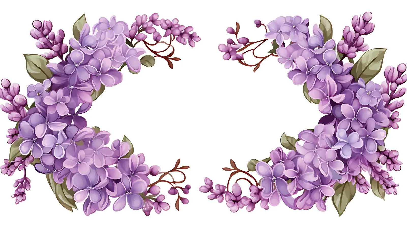 Lilac Floral Frame on White Background — free download from Dotvec