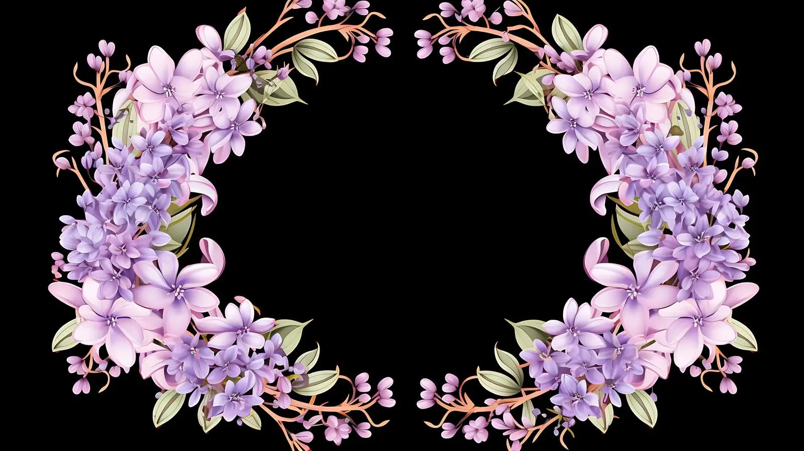 Lilac Floral Frame on White Background — free download from Dotvec