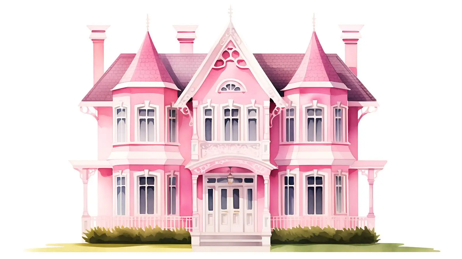 Pink House Isolated on White Background — free download from Dotvec