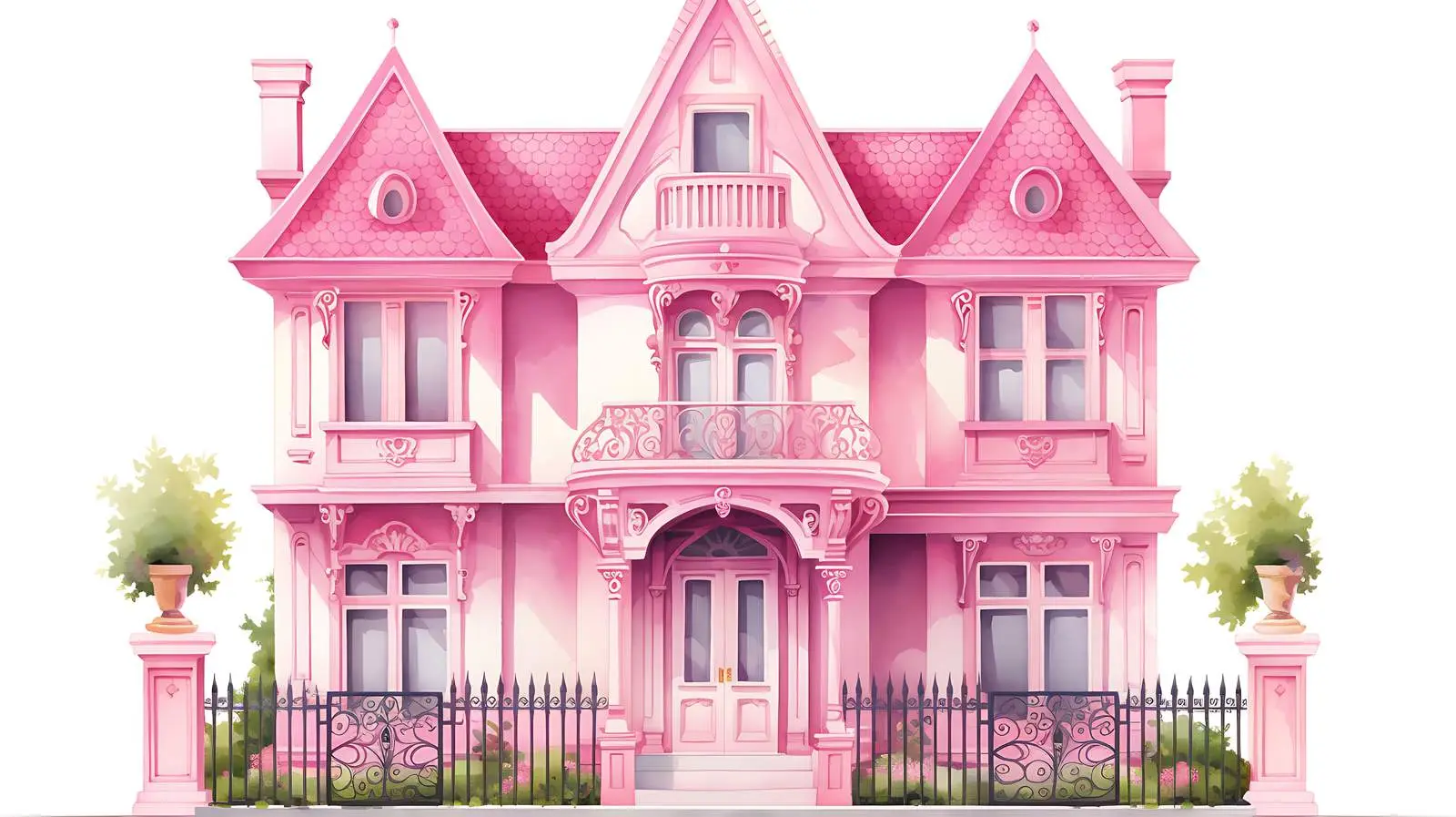 Pink House Isolated on White Background — free download from Dotvec