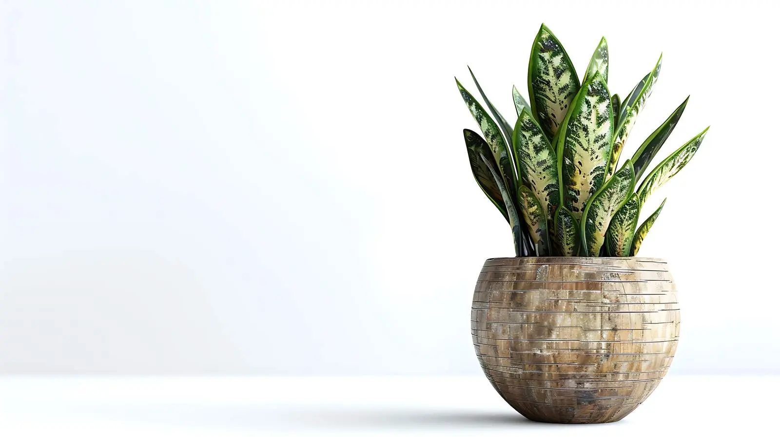 Decorative Plant in Flower Pot on White Background – free wooden image from Dotvec
