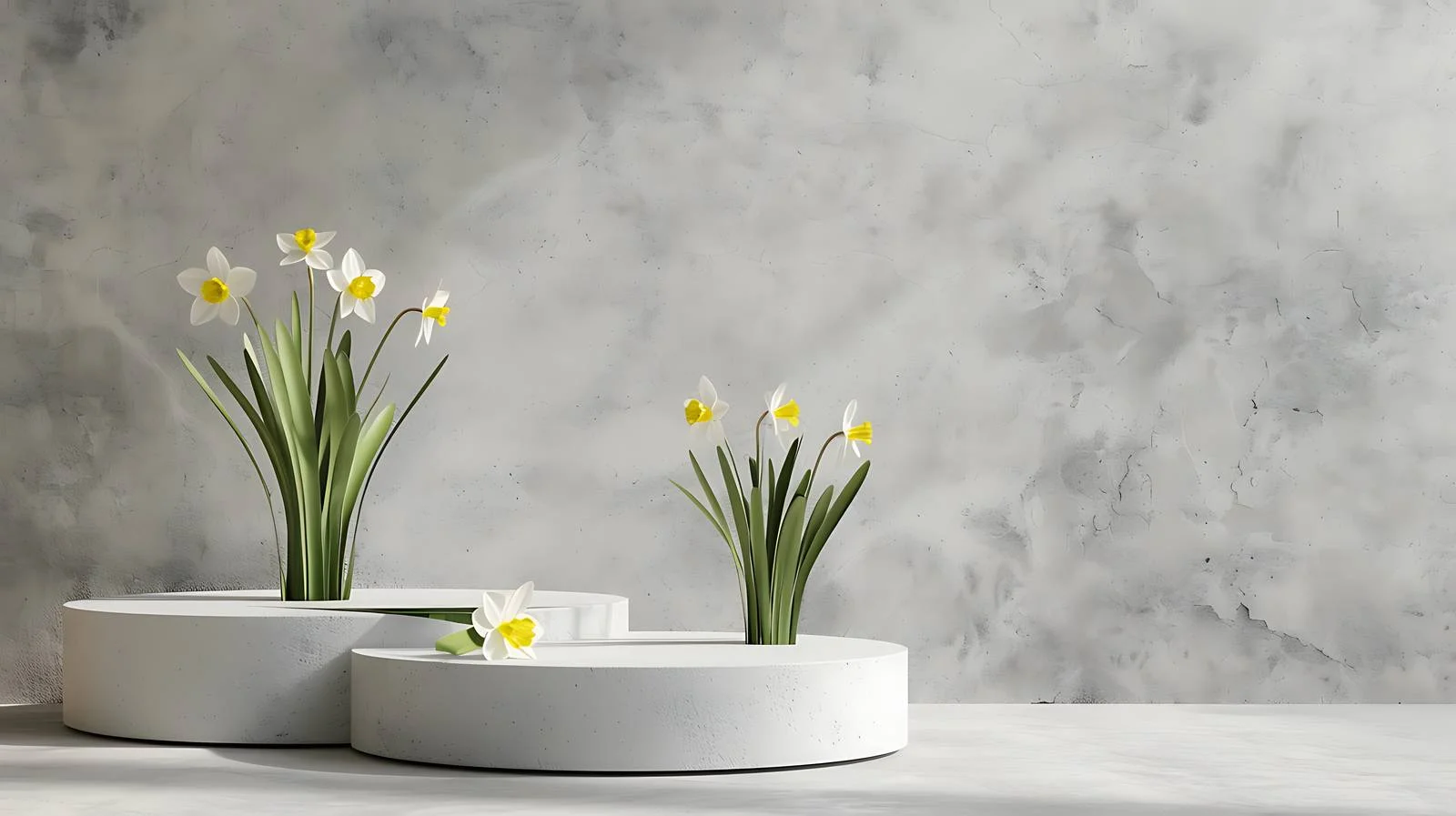 Elegant podiums with daffodils on decorative tile – free podium image from Dotvec